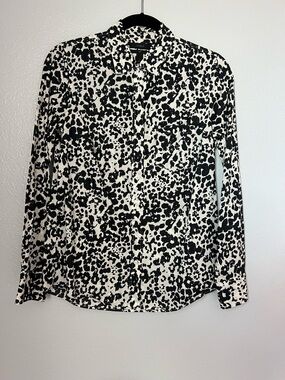 J. Crew Black and White Leopard Print Button-Down Boy Shirt